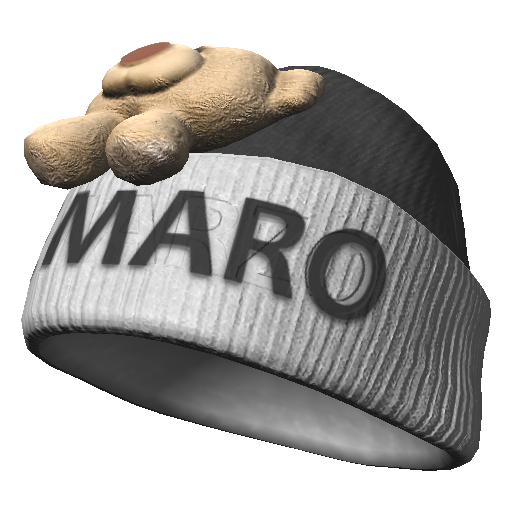 Бело-черная шапка 13De Maro с медвежонком