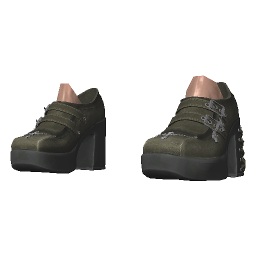 Зеленые джинсовые лоферы на платформе с пряжками